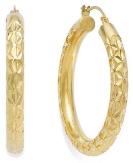 Signature Gold� Diamond Cut Hoop Earrings in 14k Gold   Earrings   Jewelry & Watches