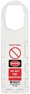Brady SCAF STH132 Plastic, 11 3/4" Height, 3 1/2" Width, White Color Scafftag Holders, Front Legend "Danger, Do Not Use Scaffold" (Pack Of 10) Industrial Lockout Tagout Tags