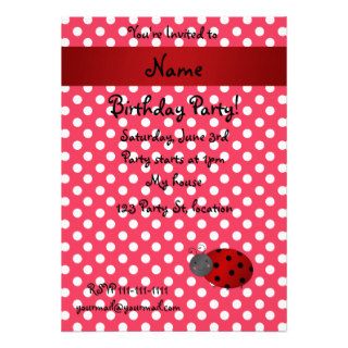 Personalized name ladybug red polka dots personalized invitation