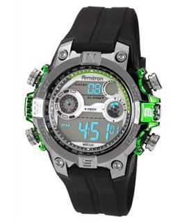 Armitron Watch, Mens Digital Black Polyurethane Strap 43mm 40 8251GRN   Watches   Jewelry & Watches