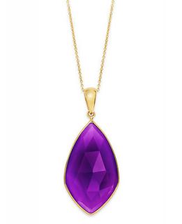 14k Gold over Sterling Silver Necklace, Purple Chalcedony Pendant (17 29mm)   Necklaces   Jewelry & Watches