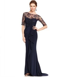 JS Boutique Illusion Lace Draped Gown   Dresses   Women