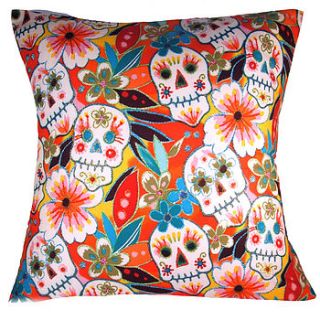 cool modern retro skulls red glitter cushion by ciel