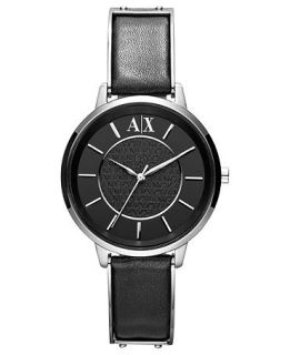 AX Armani Exchange Watch, Womens Stainless Steel and Black Leather Strap 38mm AX5303   Watches   Jewelry & Watches