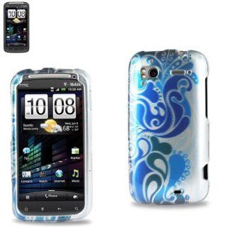 Reiko 2DPC SENSATION 129 Premium Grade Durable Snap On Protective Case for HTC Sensation 4G   1 Pack   Retail Packaging   Blue/White Cell Phones & Accessories