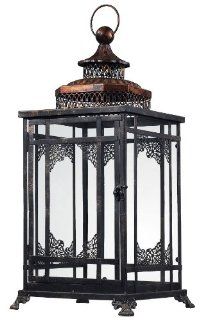 Sterling 128 1013 Restoration Hurricane Candle Lantern, 11 by 25 Inch, Antique Black with Cassis Gold   Decorative Candle Lanterns