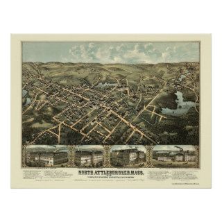 North Attleboro, MA Panoramic Map   1878 Posters
