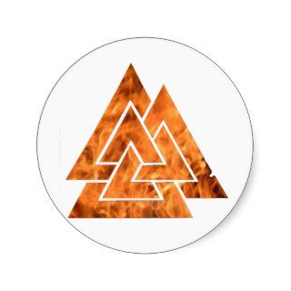 Burning Valknut Round Sticker