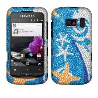 NEXTKIN Bling Crystal Rhinestone Hard Snap On Protector Cover Case For Alcatel One Touch 918   Blue Ocean Wonder Cell Phones & Accessories