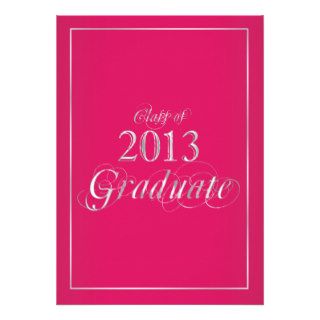 Classy Pink and Silver 2013 Graduate Invitation