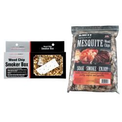 Mr. BBQ Stainless Steel Smoker Box with Mesquite Wood Chips Mr. Bar B Q Grilling Accessories