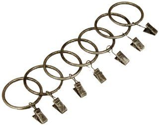 BCL Drapery Hardware 125CLAS Clip Rings for 1.25 Inch Diameter Rod Sets with Heavy duty clips, Set of 7, Antique Silver Finish