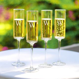 Custom Engraved Contemporary Champagne Flutes (Set of 4) Toasting Flutes