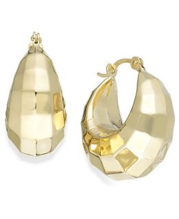 14k Gold Earrings, Small Faceted Hoop Earrings   Earrings   Jewelry & Watches