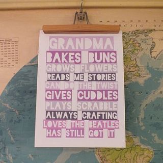 grandma personalised print by that lovely shop