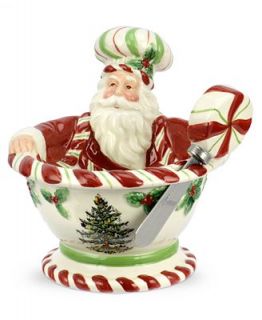 Spode Serveware, Christmas Tree Peppermint Santa Bowl with Spreader   Fine China   Dining & Entertaining