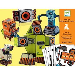 origami robots paper toys making kit by nest