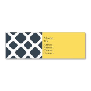 Charcoal, White and Yellow Quatrefoil Pattern Business Cards