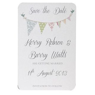personalised bunting save the date card by dreams to reality design ltd
