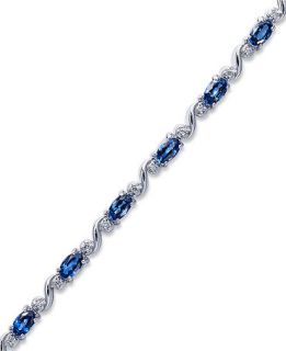 Sterling Silver Bracelet, Oval Cut Tanzanite (3 ct. t.w.) and Diamond (1/8 ct. t.w.) Bracelet   Bracelets   Jewelry & Watches