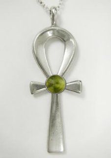 A Beautiful Silver Ankh with Peridot Made in America The Silver Dragon Jewelry