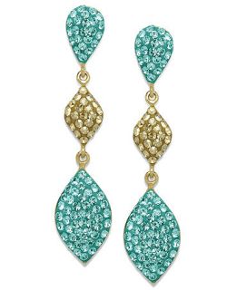 Kaleidoscope 18k Gold over Sterling Silver Earrings, Turquoise and Yellow Swarovski Crystal Earrings (1 7/8 ct. t.w.)   Earrings   Jewelry & Watches