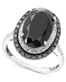 Sterling Silver Onyx & Diamond (1/3 ct. t.w.) Ring   Rings   Jewelry & Watches