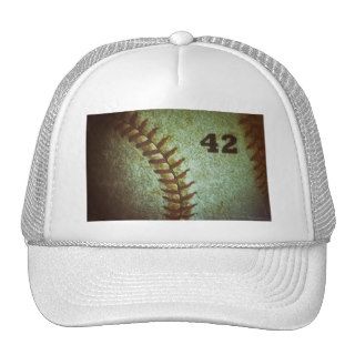 Number 42 Baseball Macro Photograph Mesh Hat