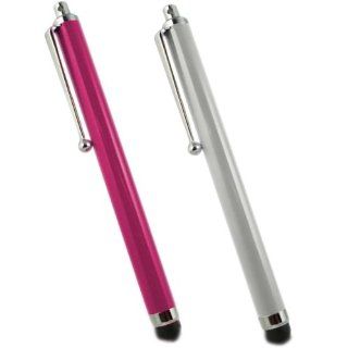 SAMRICK   Pack of 2   Silver & Pink   High Capacitive Aluminium Stylus Pen for HTC 8X, 8S, One X, One XL, One S, One V, Desire, Desire X, Desire C, Desire Z, Desire HD, Explorer, Salsa (C510e) & HTC Weike and Trophy Cell Phones & Accessories