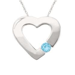 10k Gold March Birthstone Sky Blue Topaz Heart Necklace Gemstone Necklaces
