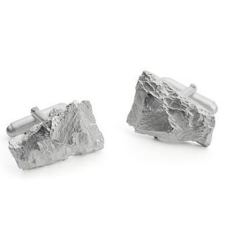 silver raw slate cufflinks by torz cartwright jewellery