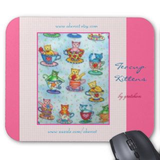 Teacup Kittens Mousepad (rose background)
