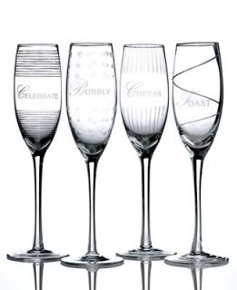 Mikasa Glassware, Set of 4 Cheers Sentiments Flutes  