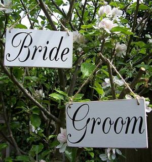 'bride and groom' handmade wedding signs by bobby loves rosie