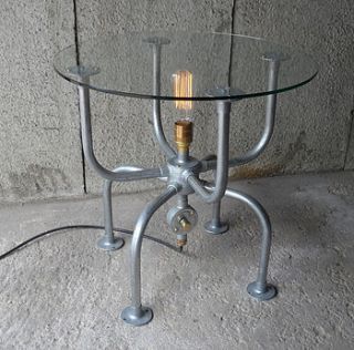 industrial spider table with light by tony miles designs