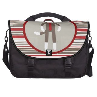 Like a Boss Sock Monkey with Tie on Red Stripes Commuter Bags