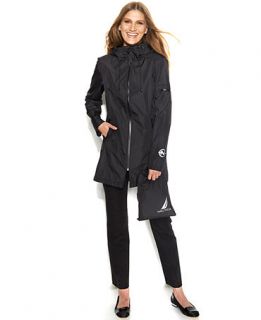 Nautica Hooded Packable Raincoat   Coats   Women