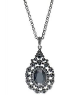 Judith Jack Necklace, Marcasite and Crystal Circle Reversible Pendant   Fashion Jewelry   Jewelry & Watches