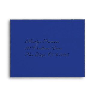 Blue, White, Black Damask A2 Envelope for RSVP