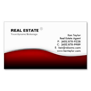 Real Estate Red Wave Modern Metal Business Cards