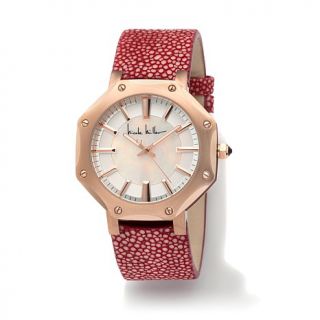Nicole Miller "Dayna" Stainless Steel Stingray Leather Strap Watch