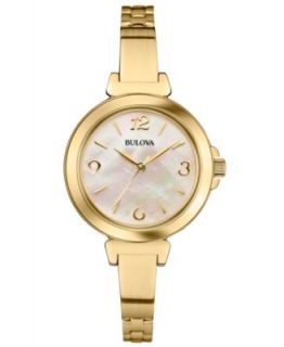 Bulova Womens Gold Tone Diamond Accent Bangle Bracelet Watch 18mm 97P104   Watches   Jewelry & Watches