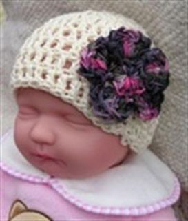 cream cotton crochet hat fruit coulis flower by bamboo baby