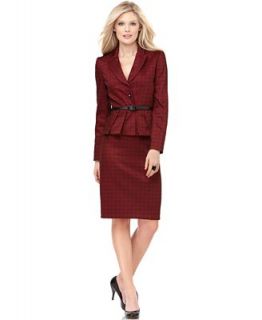 Tahari by ASL Suit, Belted Pleated Textured Jacket & Skirt   Suits & Suit Separates   Women