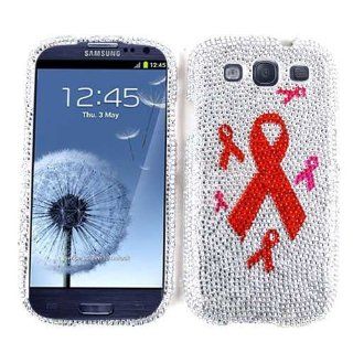 Cell Armor I747 SNAP FD269 Snap On Case for Samsung Galaxy S III I747   Retail Packaging   Full Diamond Crystal/1+5 Breast Cancer Ribbon Cell Phones & Accessories