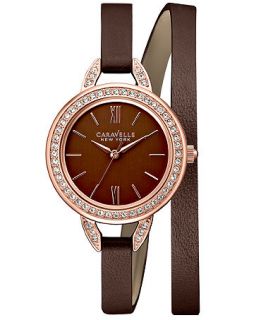 Caravelle New York by Bulova Womens Brown Leather Double Wrap Strap Watch 28mm 44L130   Watches   Jewelry & Watches