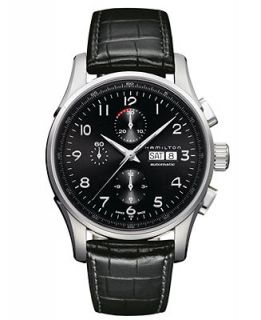 Hamilton Watch, Mens Swiss Automatic Chronograph Jazzmaster Maestro Black Leather Strap 45mm H32716839   Watches   Jewelry & Watches