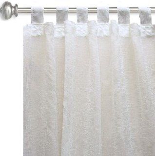 114'' Wide Crushed Voile Sheer with Tab Top By The Yard White Fabric By The Yard