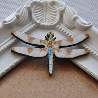 blue tail wooden dragonfly by artysmarty