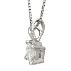 14k White Gold 3/4ct TDW Princess Diamond Solitaire Necklace (I J, I1 I2) Diamond Necklaces